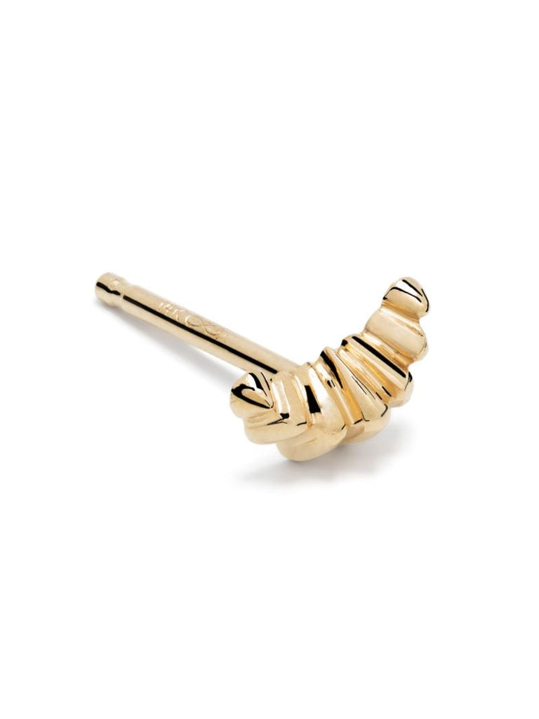 18k Yellow Gold Plain Croissant Single Stud Earring