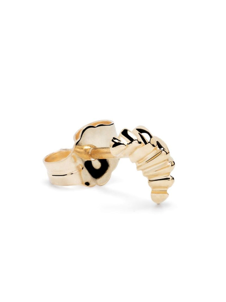 18k Yellow Gold Plain Croissant Single Stud Earring