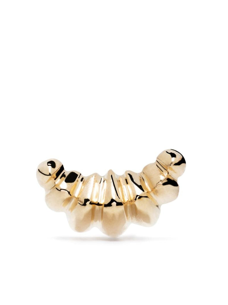 18k Yellow Gold Plain Croissant Single Stud Earring