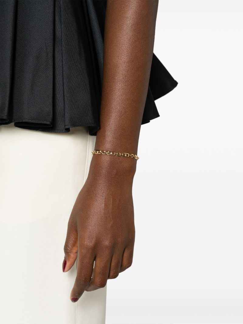 18k Yellow Gold Figaro Chain Diamond Bracelet