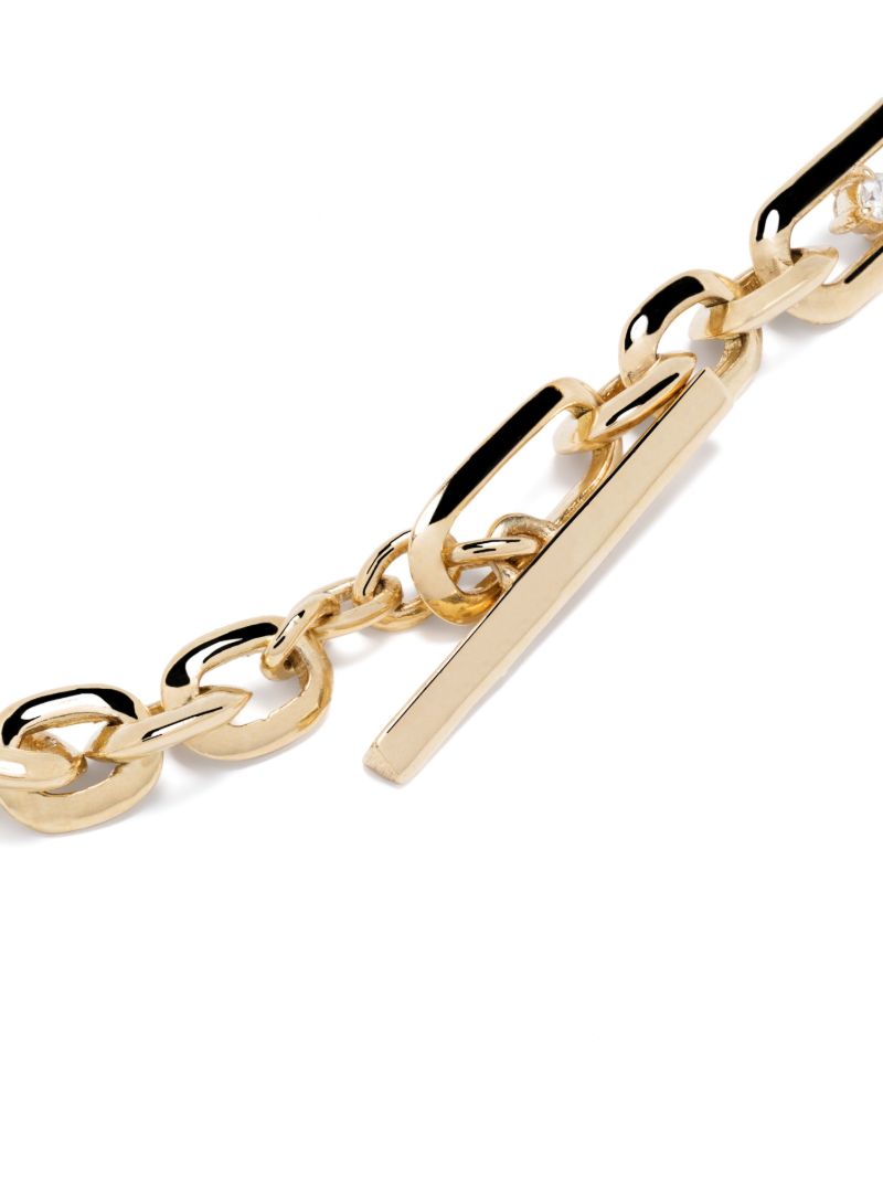 18k Yellow Gold Figaro Chain Diamond Bracelet
