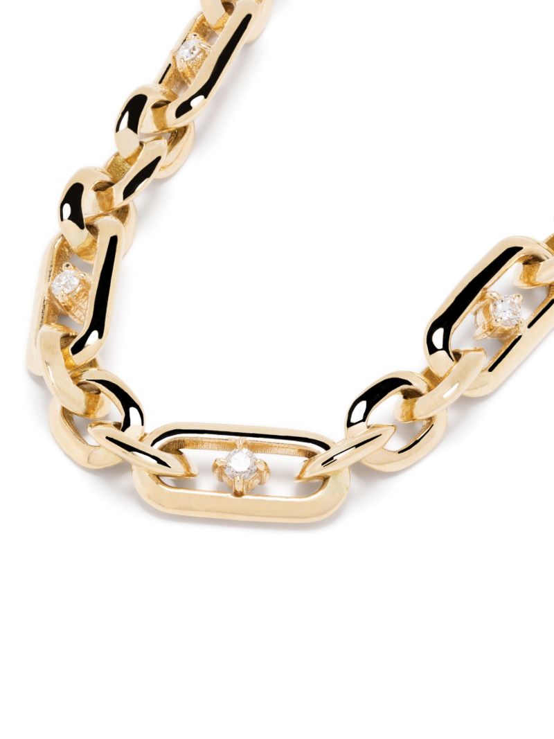 18k Yellow Gold Figaro Chain Diamond Bracelet