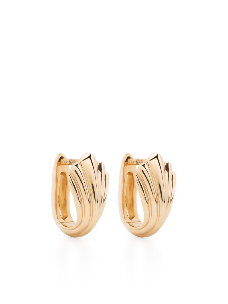 18k Yellow Gold Fluted Huggie Earrings
