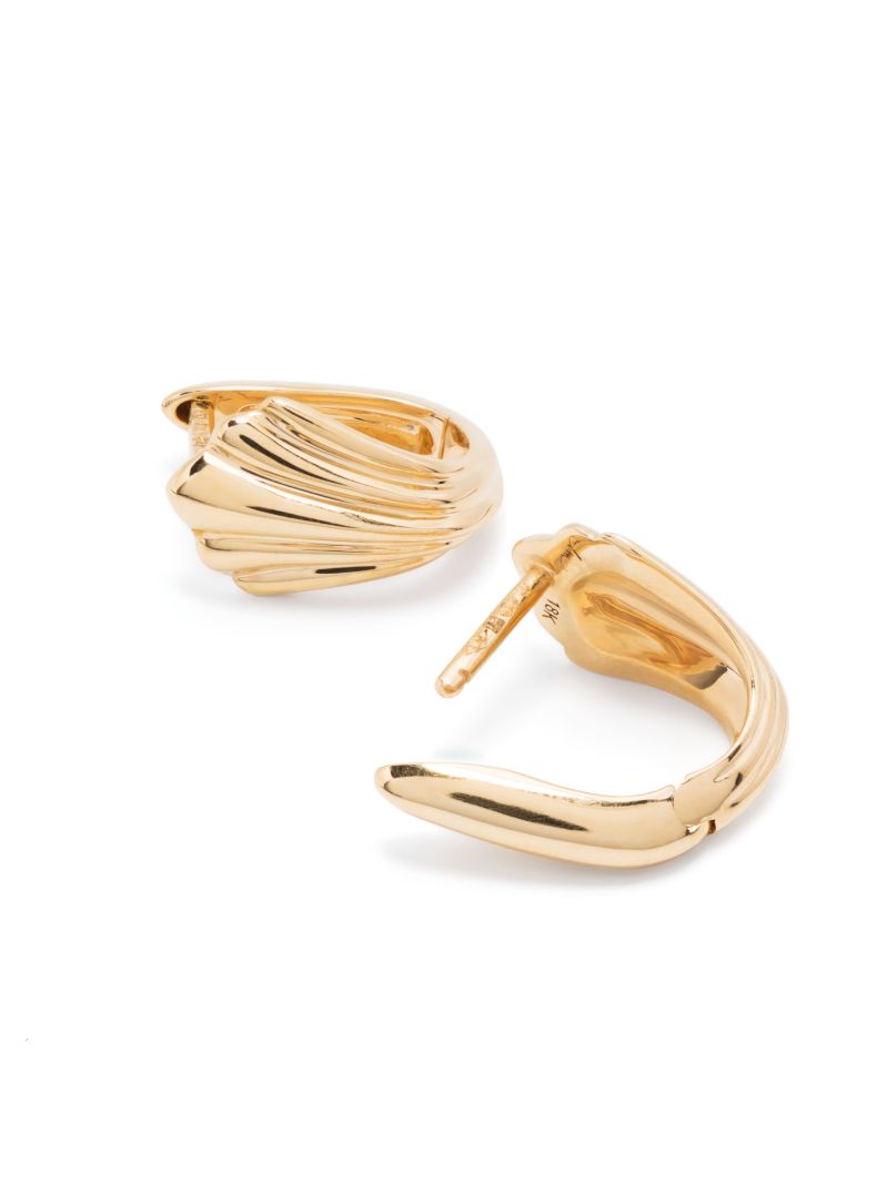 18k Yellow Gold Fluted Huggie Earrings