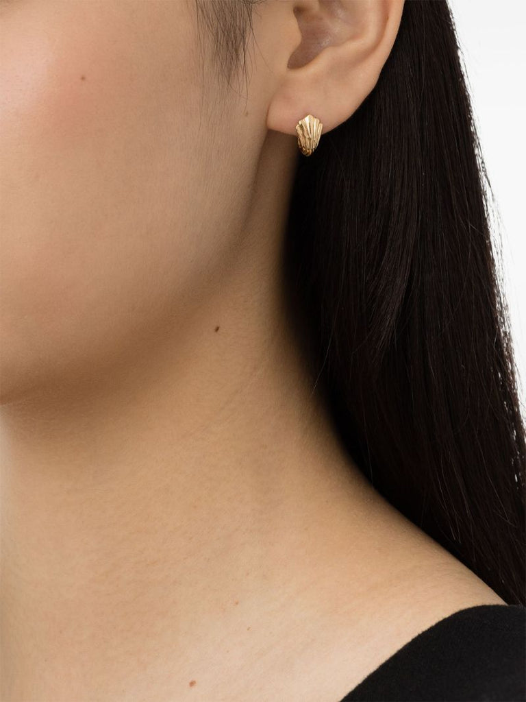 18k Yellow Gold Fluted Huggie Earrings