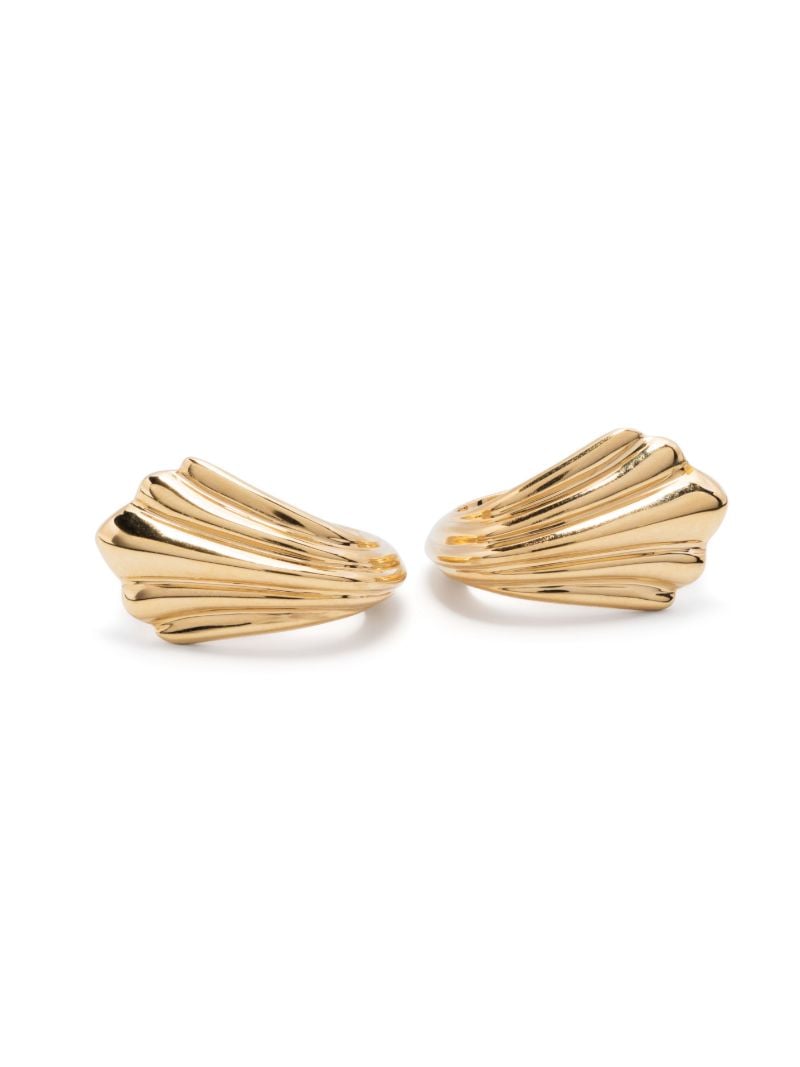 18k Yellow Gold Fluted Huggie Earrings