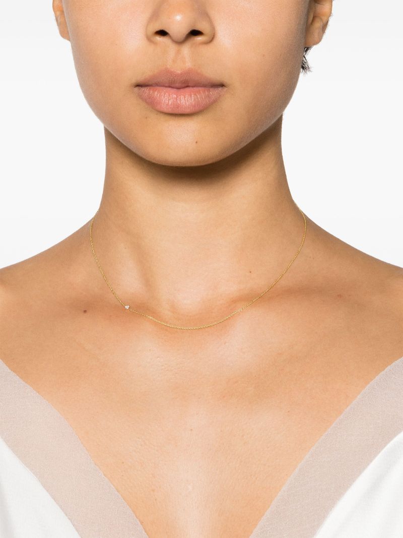 18k Yellow Gold Floating Diamond Necklace