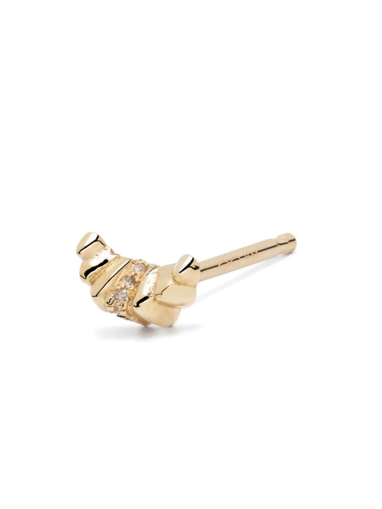 18k Yellow Gold Croissant Diamond Single Stud Earring