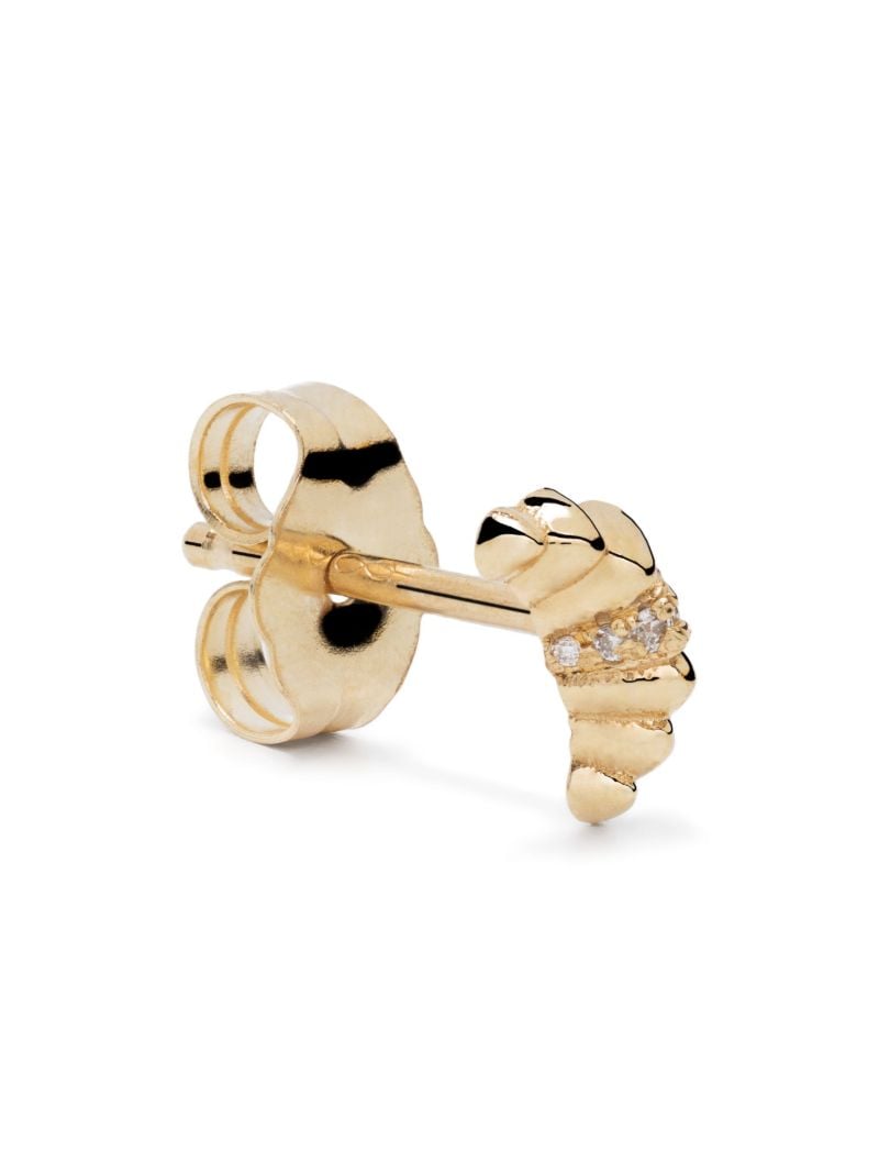 18k Yellow Gold Croissant Diamond Single Stud Earring