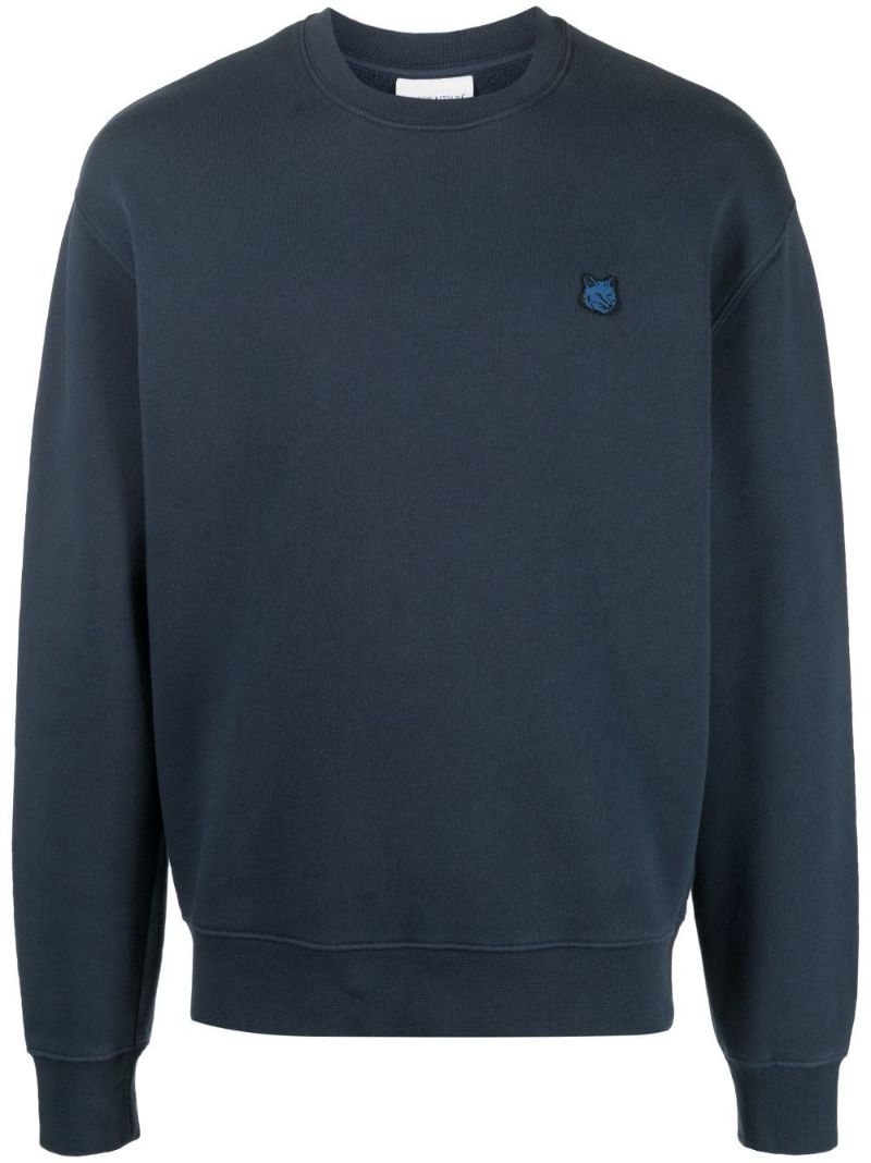 Blue Bold Fox-patch Cotton Sweatshirt