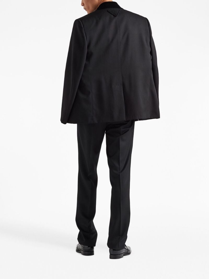 Black Belted Wool Tapered Trousers