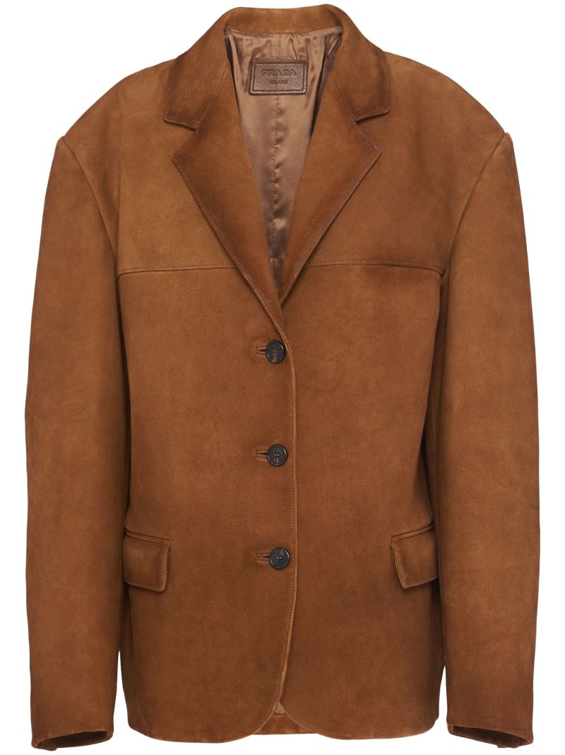 Brown Single-breasted Suede Blazer