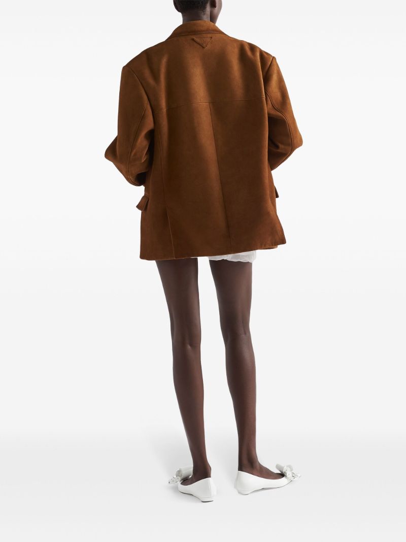 Brown Single-breasted Suede Blazer
