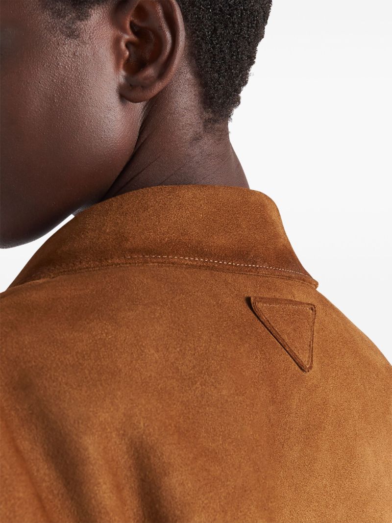 Brown Single-breasted Suede Blazer