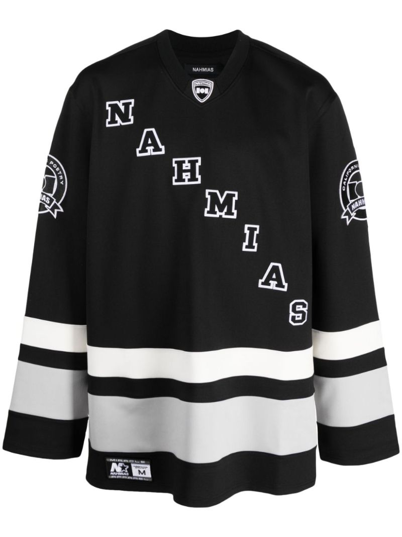 Black Logo Patch Hockey Jersey