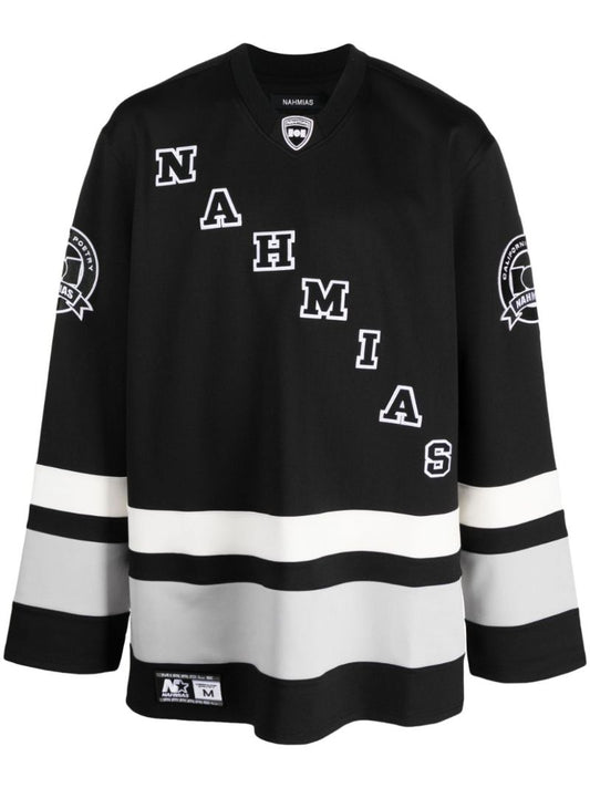 Black Logo Patch Hockey Jersey