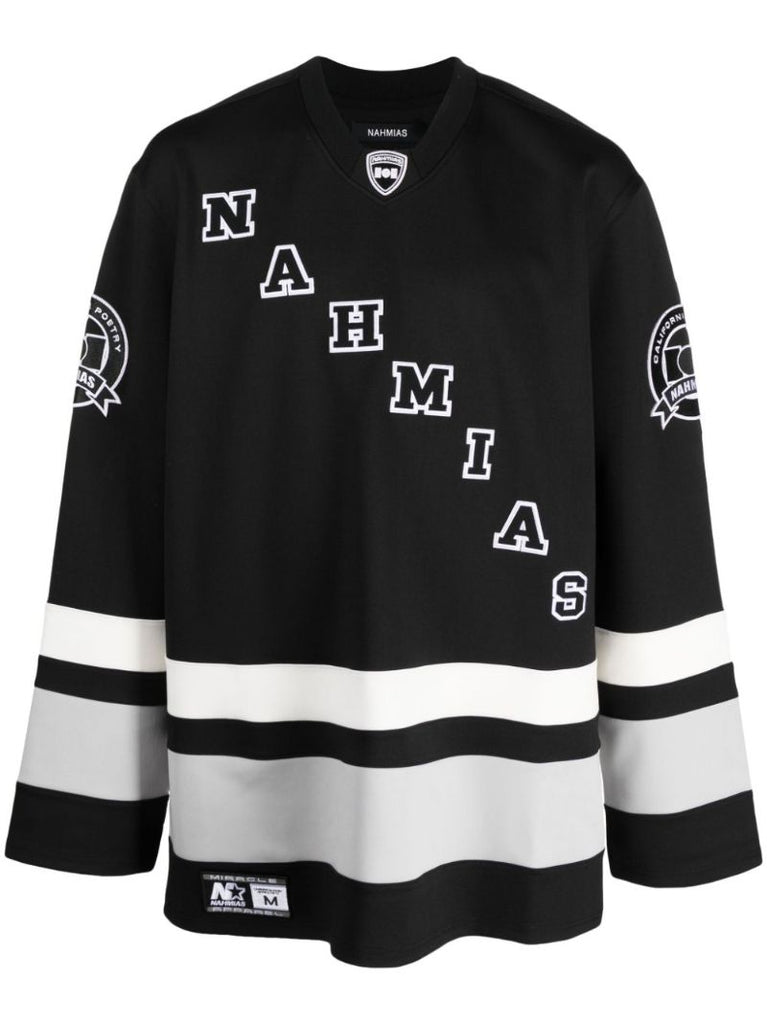 Black Logo Patch Hockey Jersey