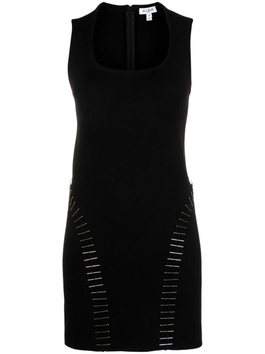 Black Pin-embellished Mini Dress