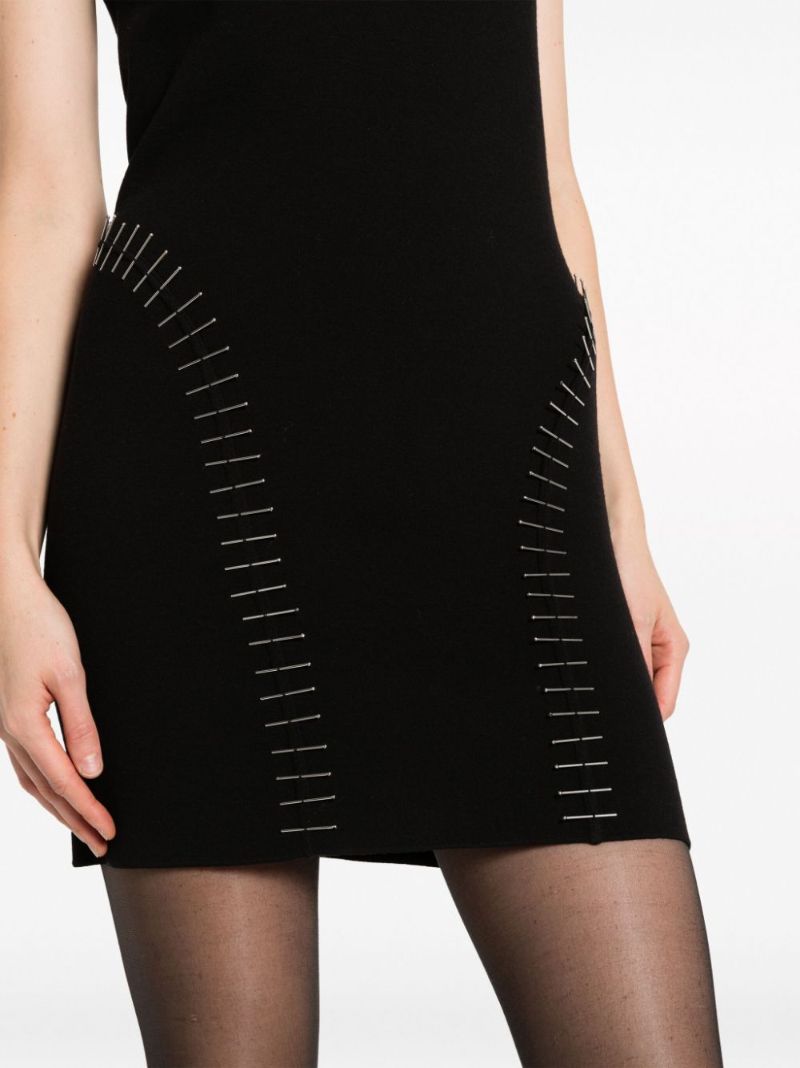 Black Pin-embellished Mini Dress
