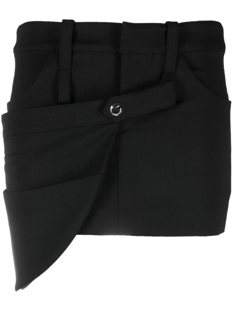 Black Strap-detail Mini Skirt