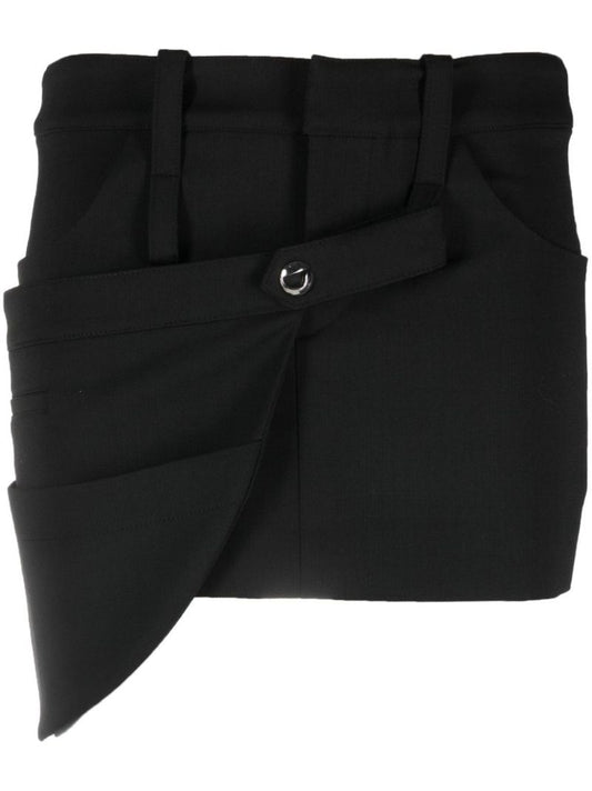 Black Strap-detail Mini Skirt