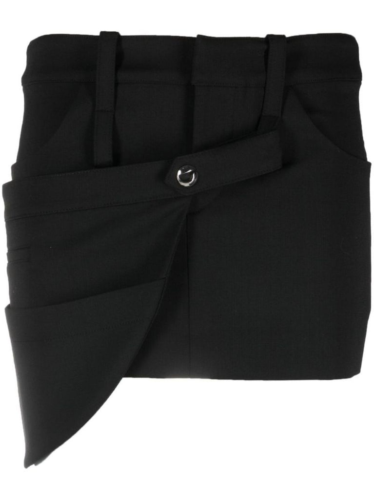 Black Strap-detail Mini Skirt