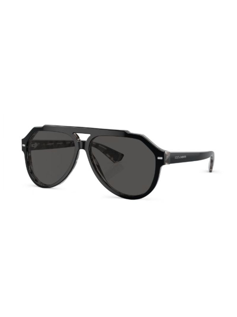 Black Pilot-frame Tinted Sunglasses