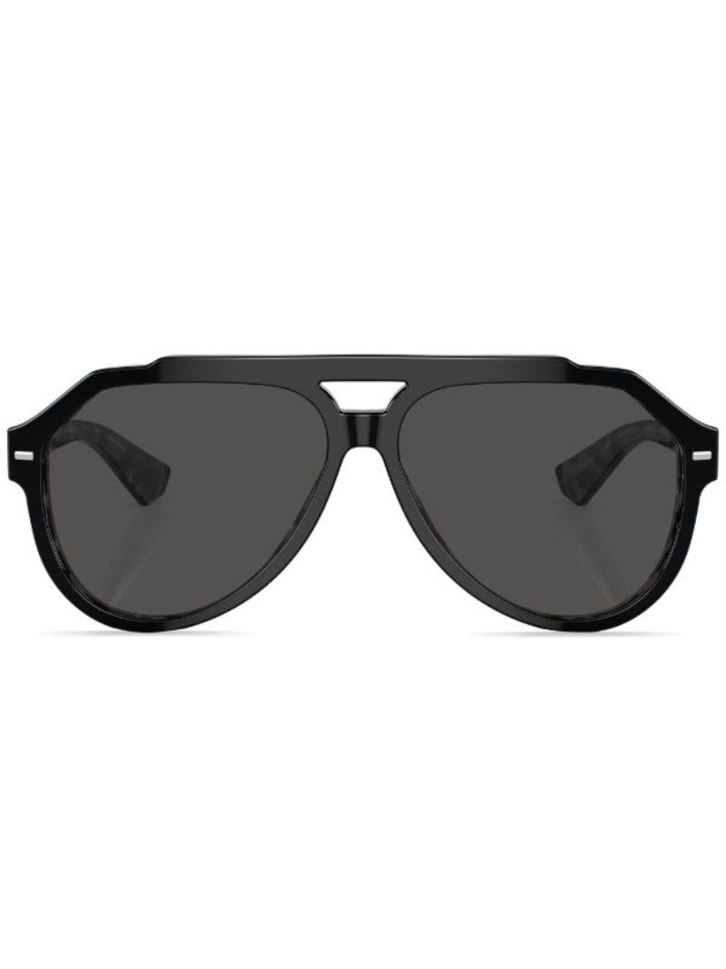 Black Pilot-frame Tinted Sunglasses