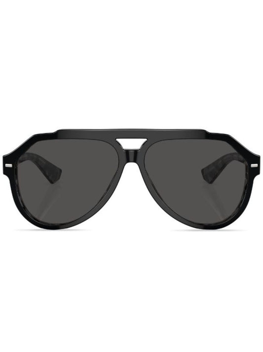 Black Pilot-frame Tinted Sunglasses