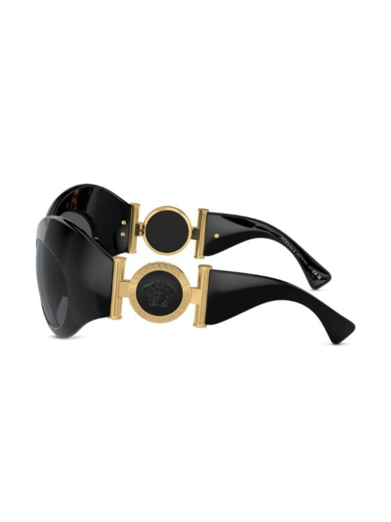 Black Medusa Buckle Oval-frame Sunglasses