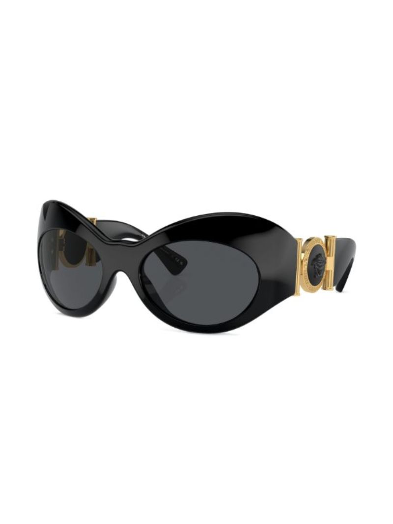 Black Medusa Buckle Oval-frame Sunglasses