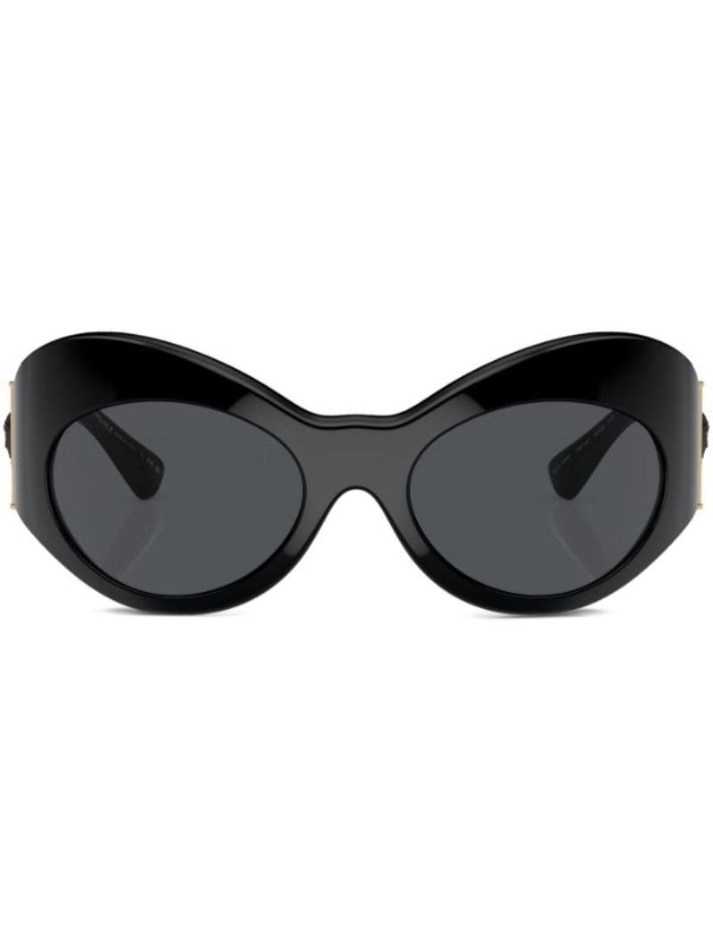 Black Medusa Buckle Oval-frame Sunglasses