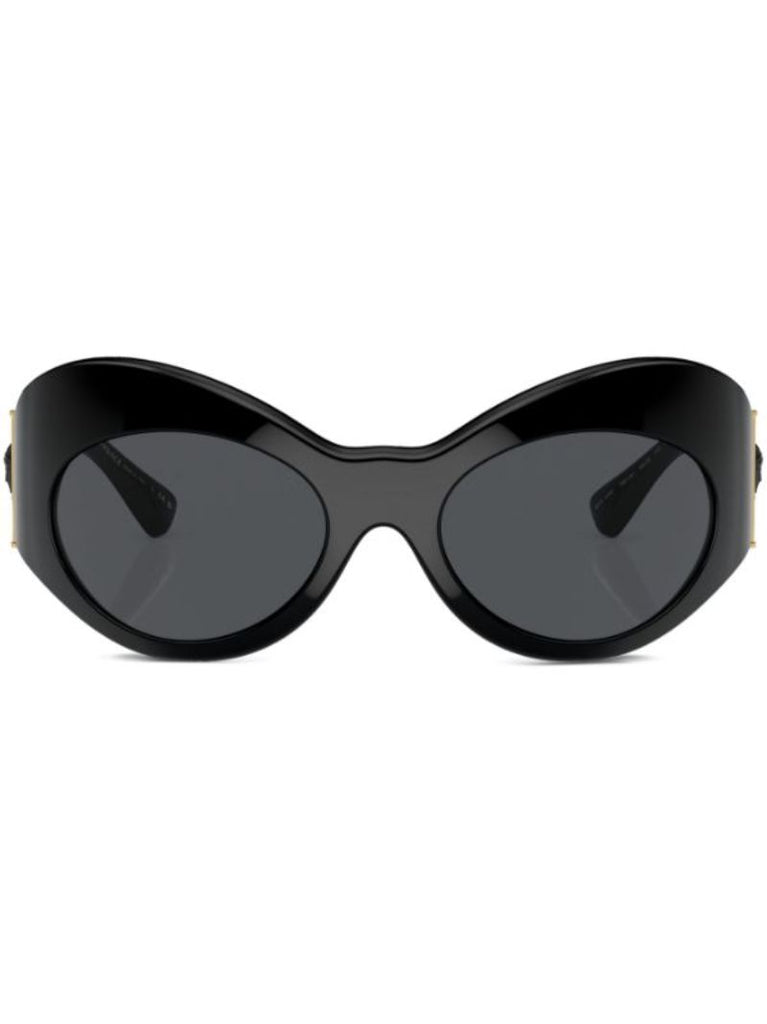 Black Medusa Buckle Oval-frame Sunglasses