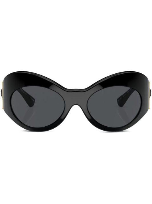 Black Medusa Buckle Oval-frame Sunglasses
