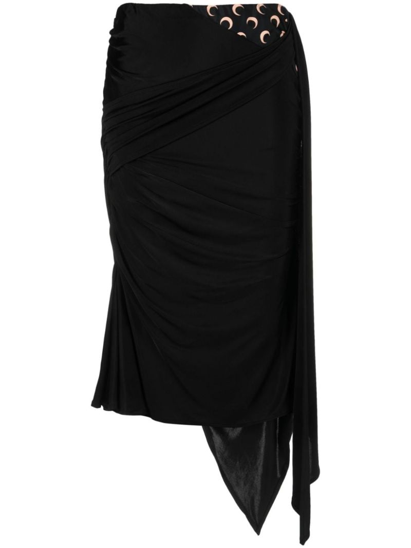 Black Body Shelter Draped Midi Skirt