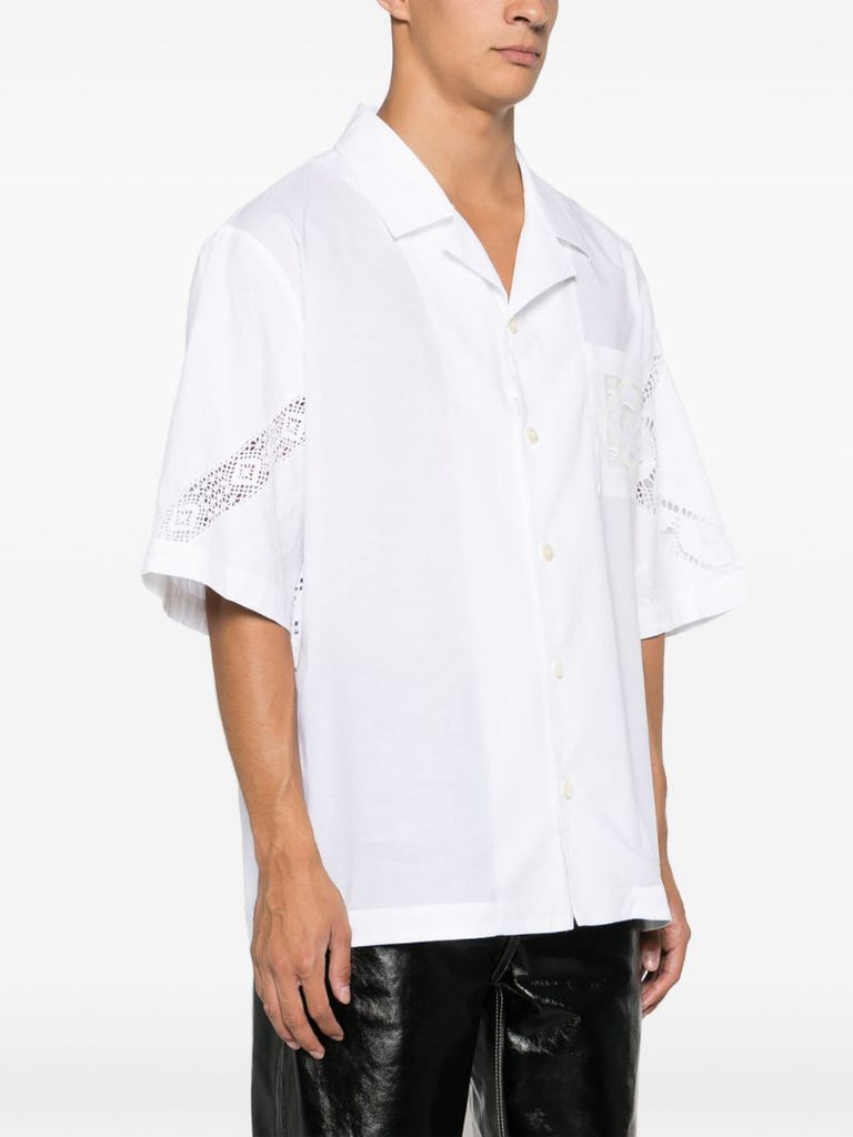White Lace-trim Cotton Shirt