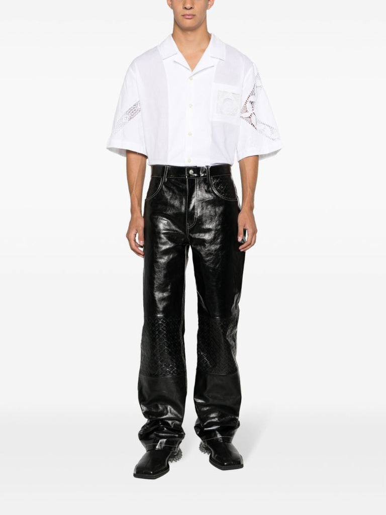 White Lace-trim Cotton Shirt