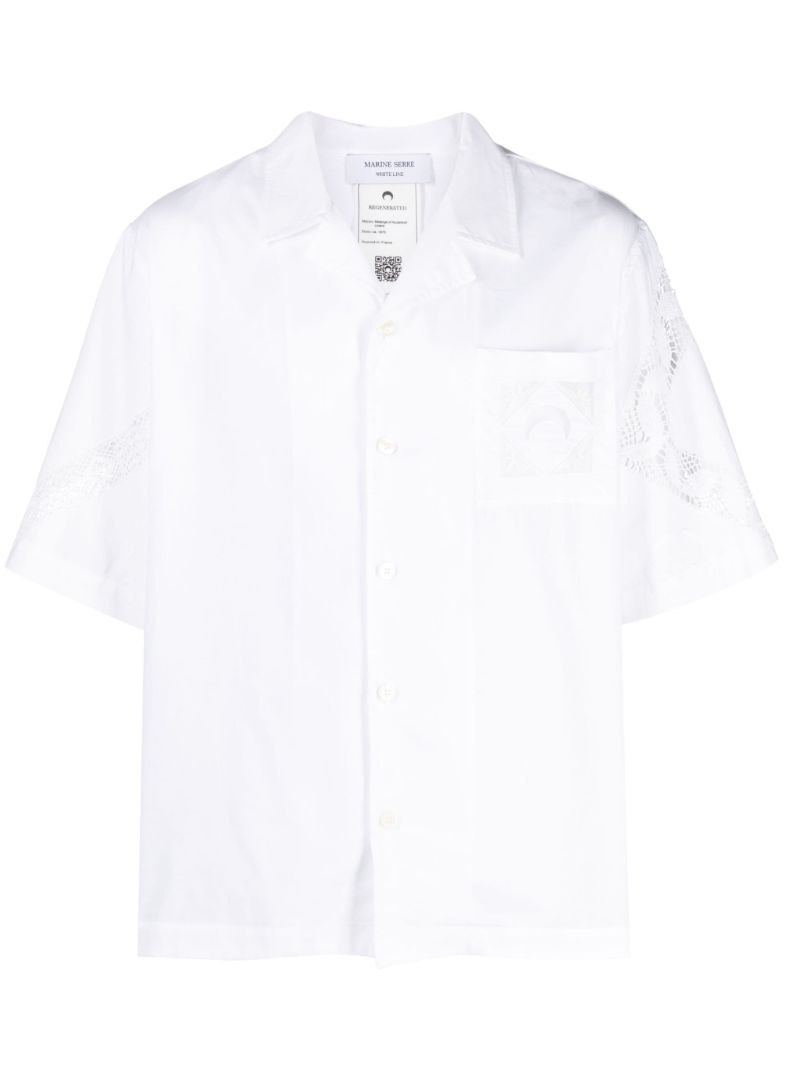 White Lace-trim Cotton Shirt