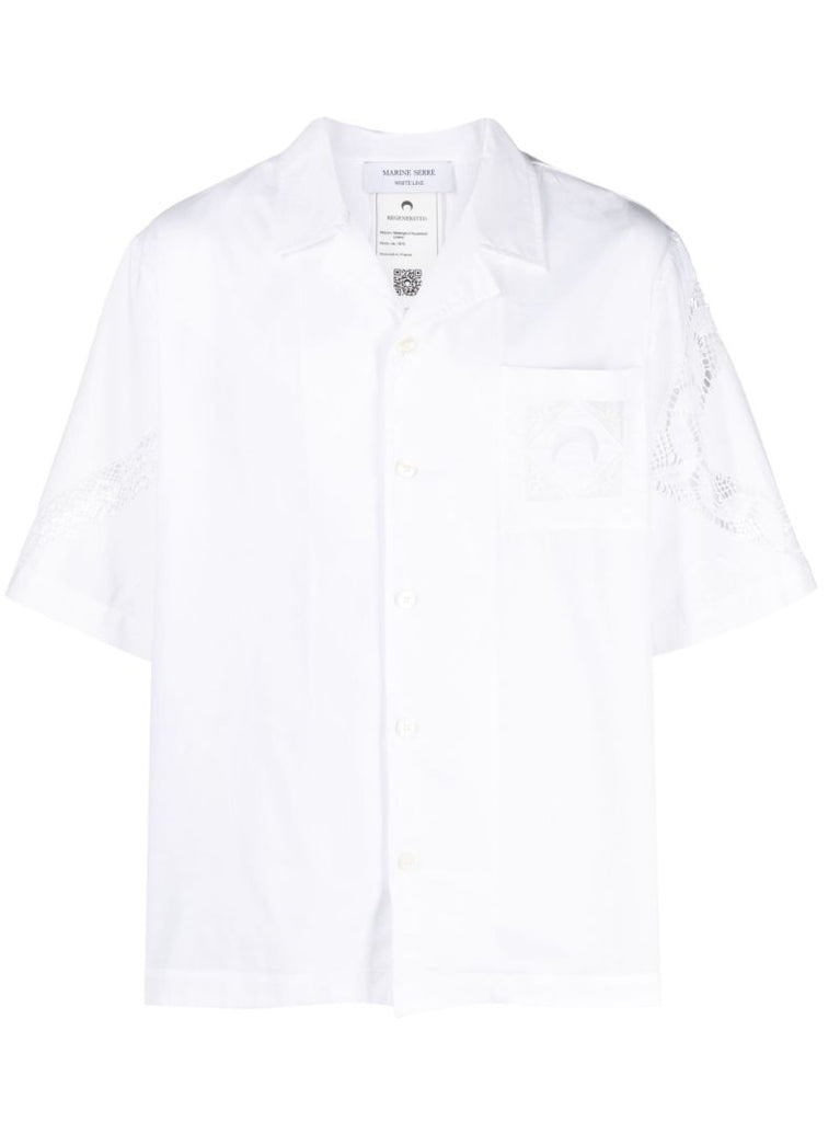 White Lace-trim Cotton Shirt