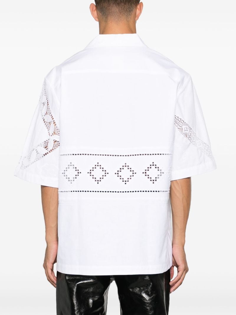 White Lace-trim Cotton Shirt