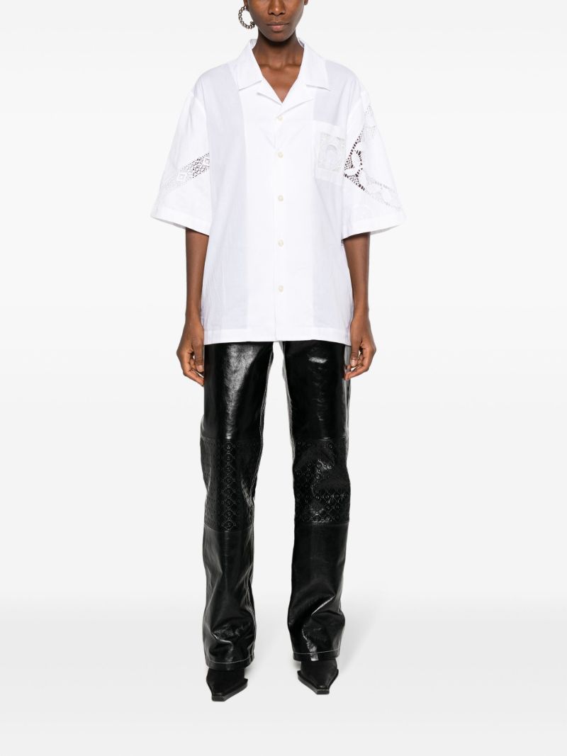 White Lace-trim Cotton Shirt