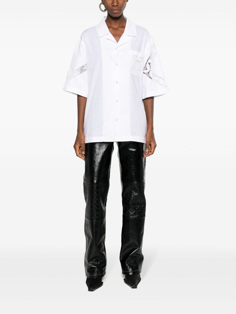 White Lace-trim Cotton Shirt