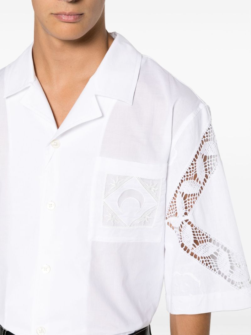 White Lace-trim Cotton Shirt