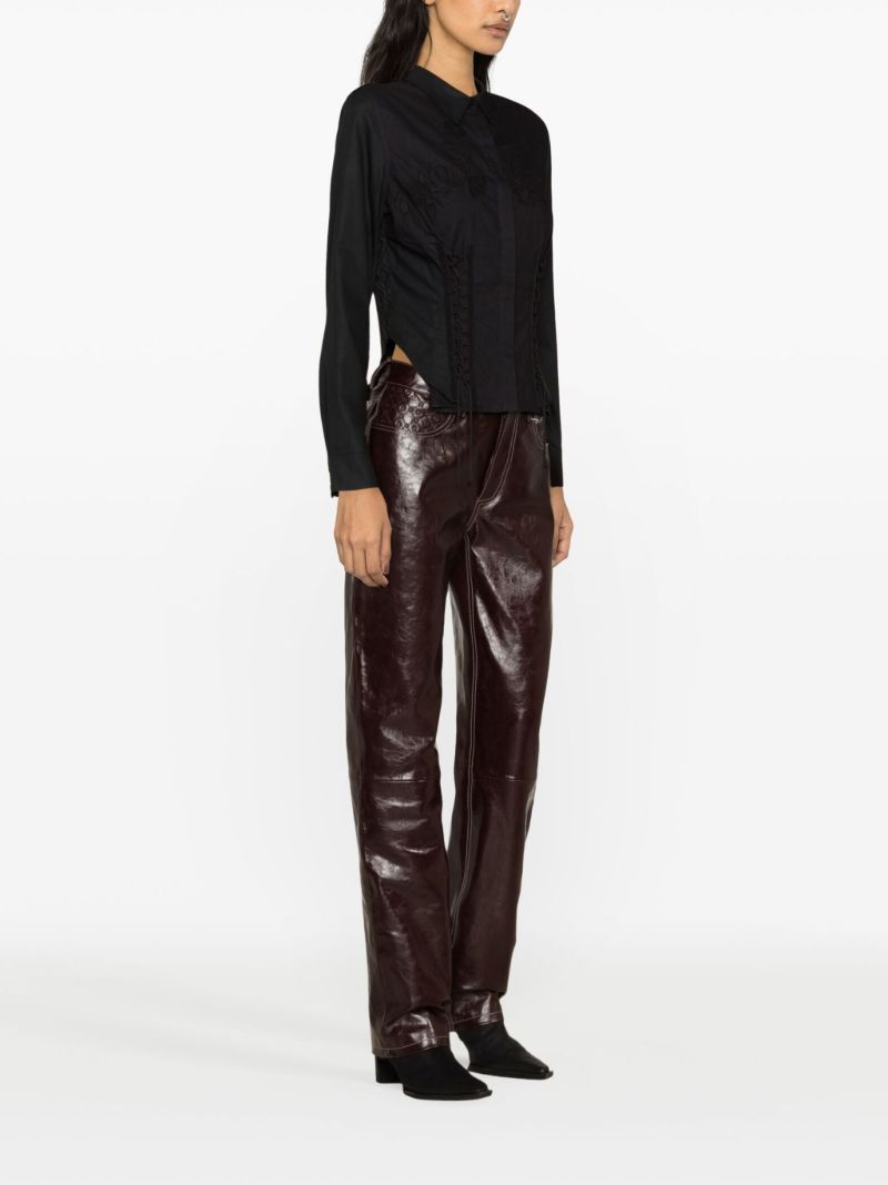 Red Leather Straight-leg Trousers
