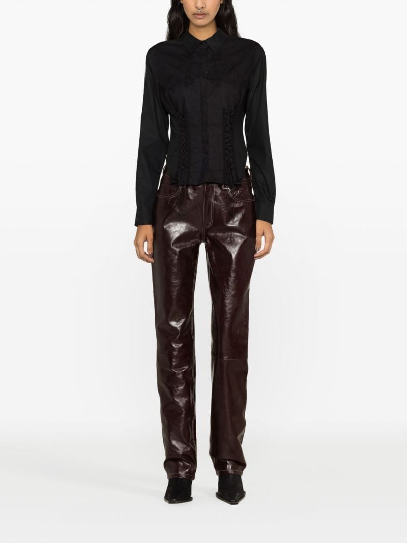 Red Leather Straight-leg Trousers