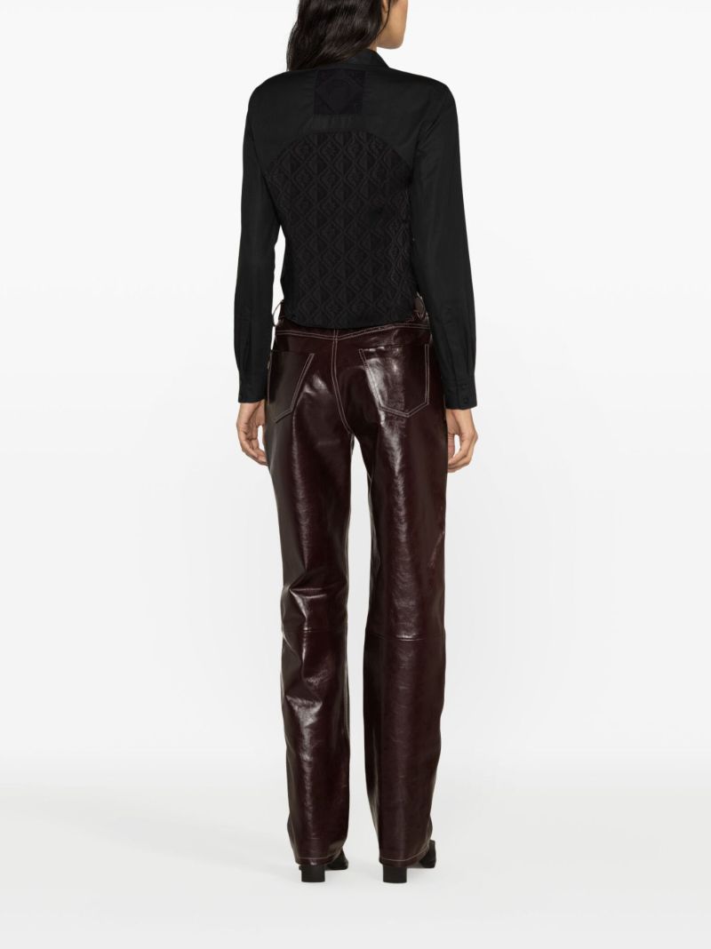 Red Leather Straight-leg Trousers