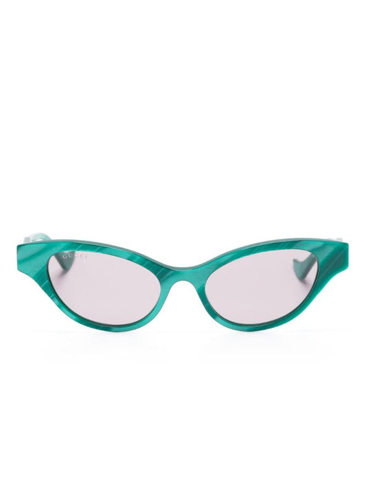 Green Stone-effect Cat-eye Sunglasses