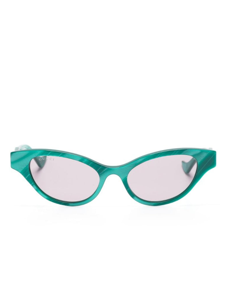 Green Stone-effect Cat-eye Sunglasses