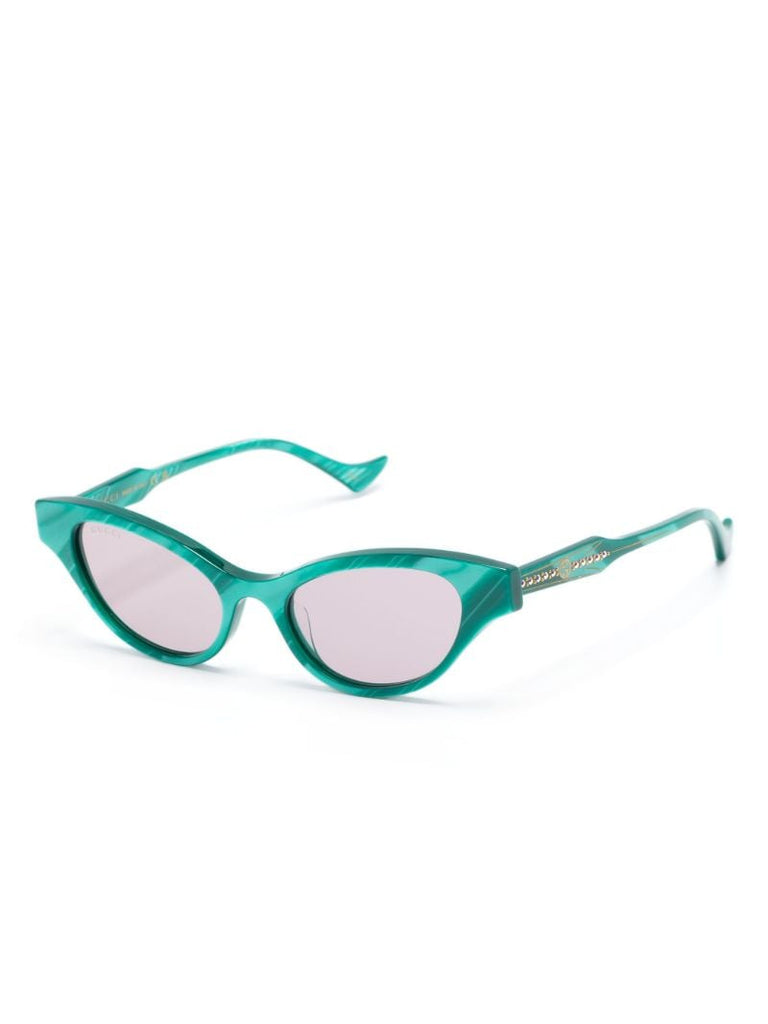 Green Stone-effect Cat-eye Sunglasses