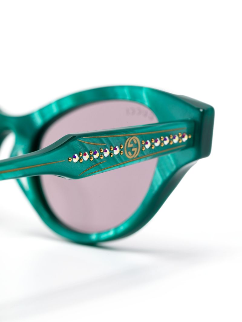 Green Stone-effect Cat-eye Sunglasses